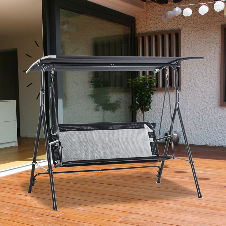 Hivvago 2-Seat Patio Swing with Adjustable Canopy