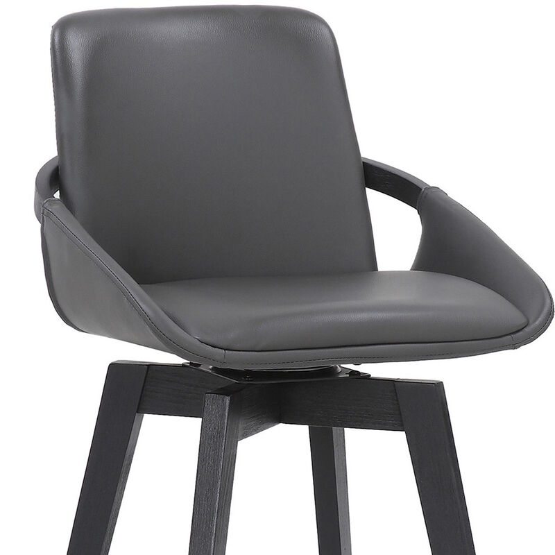 Hivvago 27 Inch Gray and Black Faux Leather Low Back Bar Height Swivel Bar Chair