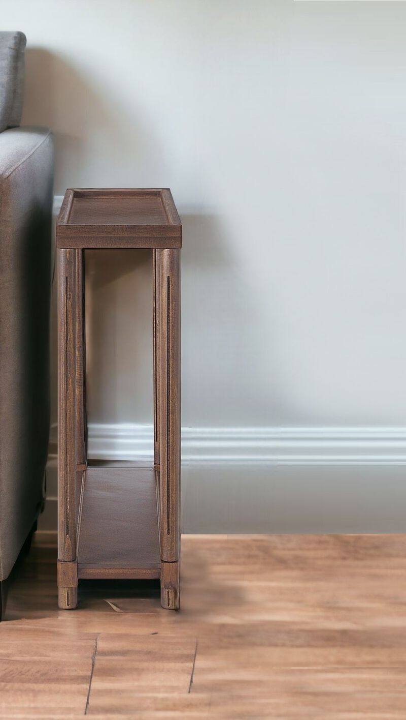 Set of 2 Wood Rectangular End Tables with Shelf, Compact Side Tables for Any Room