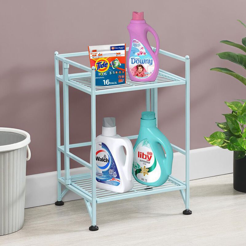 Convenience Concepts Xtra Storage 2 Tier Folding Metal Shelf Blue