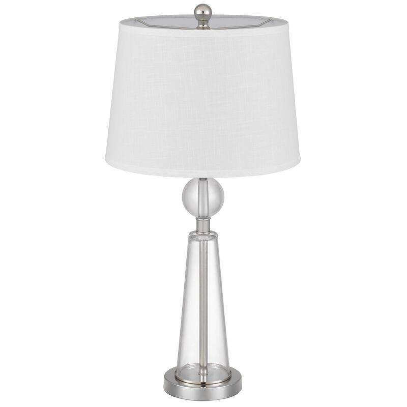 Table Lamp Set of 2, Off White Shade, Taper Glass Base, Brushed Steel image number 3