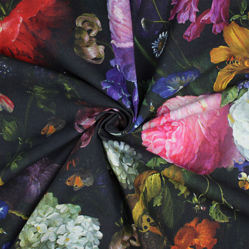 6ix Tailors Fine Linens Crystal's Bouquet Black/Floral Decorative Throw Pillows