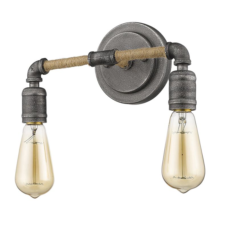 Hivvago Two Light Industrial Textured Gray Wall Light