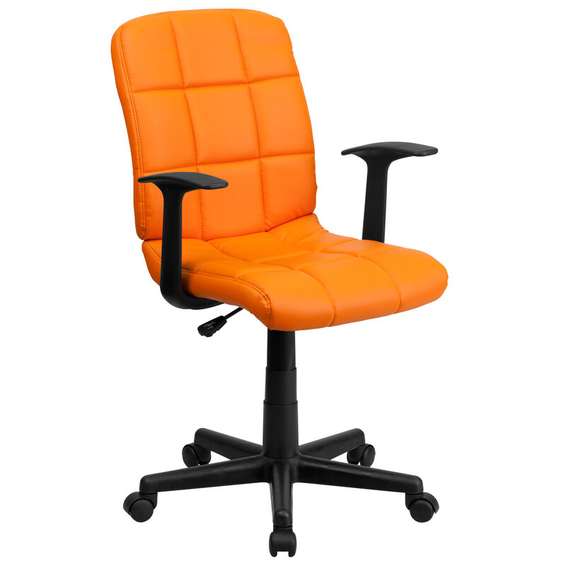Clayton Mid-Back Quilted Vinyl Swivel Task Office Chair with Arms