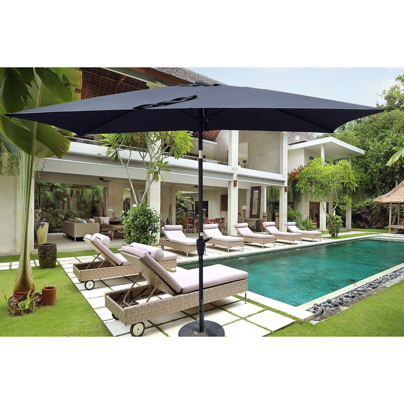 6 x 9ft Patio Umbrella Outdoor Waterproof Umbrella with Crank and PUsh Button Tilt without flap for Garden Backyard Pool Swimming Pool Market