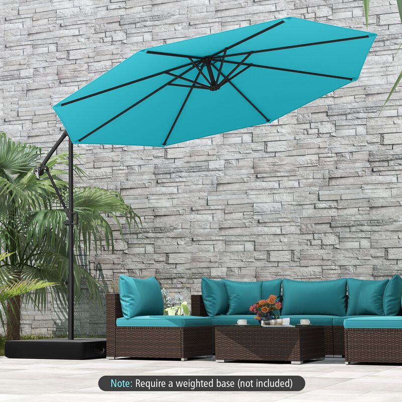 Offset Hanging Patio Umbrella with Base – Infinite Tilt Cantilever Design
