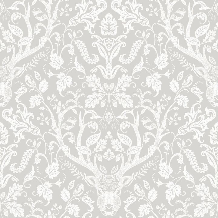 Kiwassa Taupe Antler Damask Wallpaper