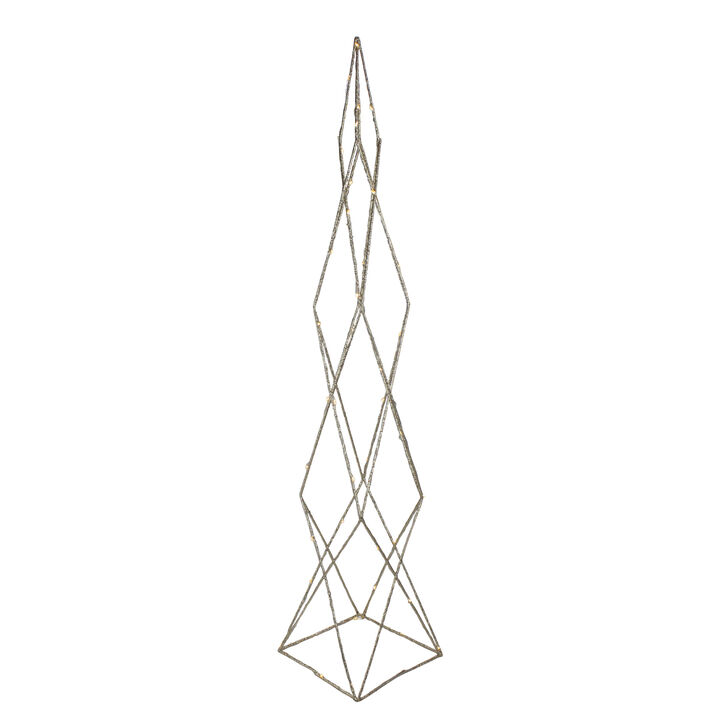 32" LED Lighted B/O Gold Glittered Wire Geometric Christmas Cone Tree - Warm White Lights
