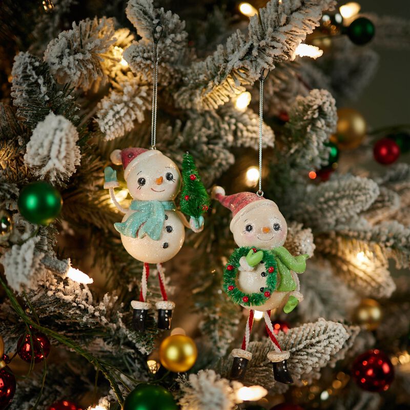 Set of 12 Nostalgic Snowman Ornaments for Christmas Tree or Seasonal Display