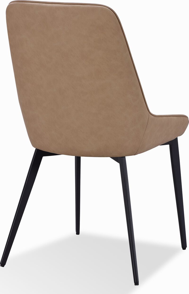 Lucia Metal Leg Upholstered Dining Chair in Honey Synthetic Leather - Set of 2