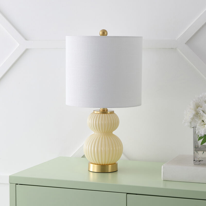 Daphne 20" Contemporary Transitional Metal/Glass Ribbed Gourd LED Table Lamp