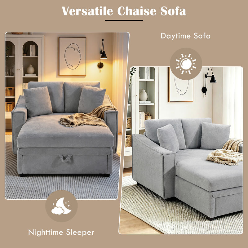 Merax Velvet Oversized Chaise Sofa with Curved Stitched Armrest image number 4