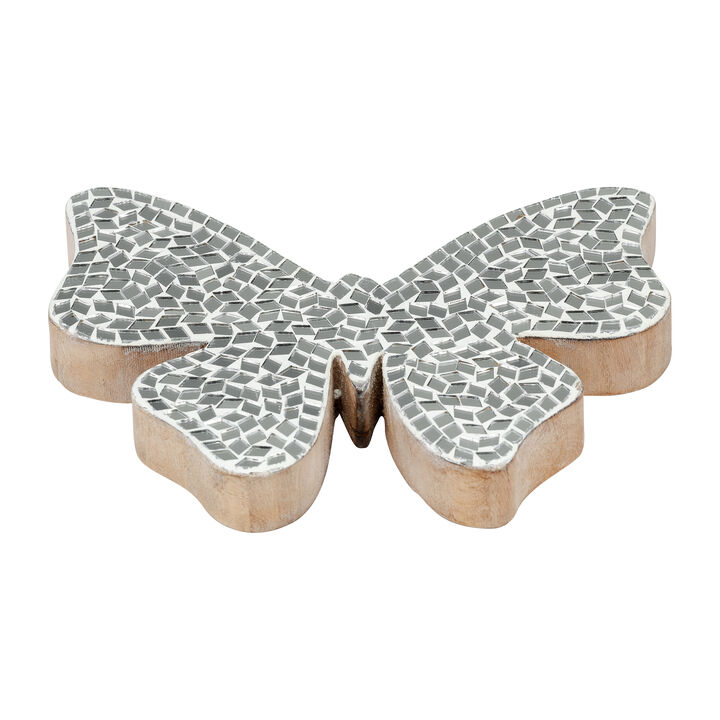 8" Mosaic Butterfly, White