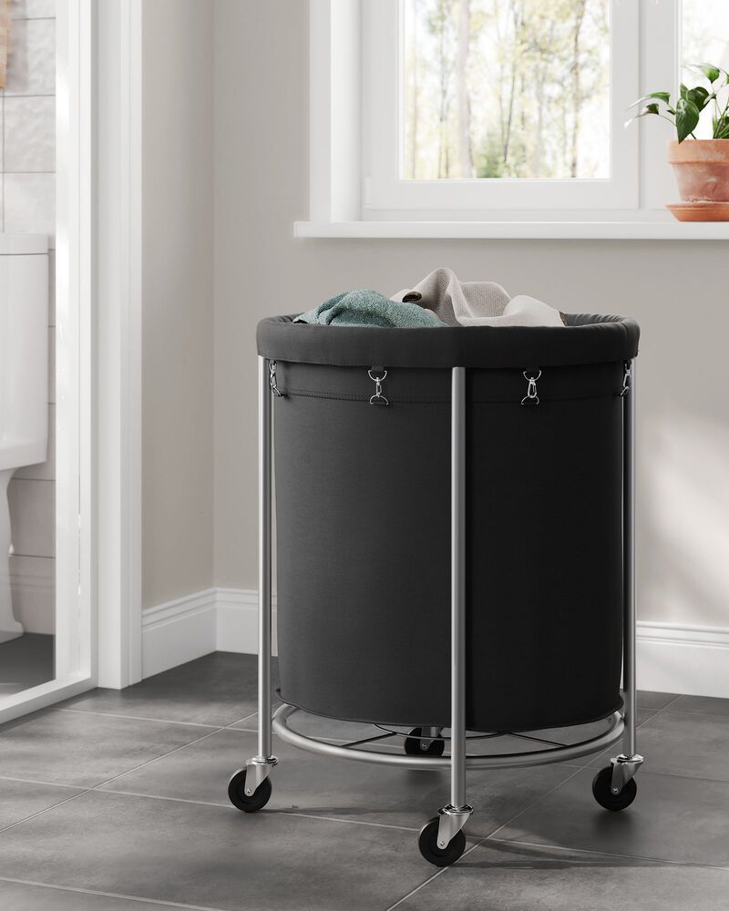 Laundry Basket with Wheels and Removable Bag, Steel Frame, 4 Casters and 2 Brakes image number 8