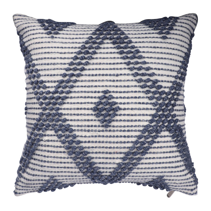 HomeRoots 20" Blue Geometric Throw Pillow