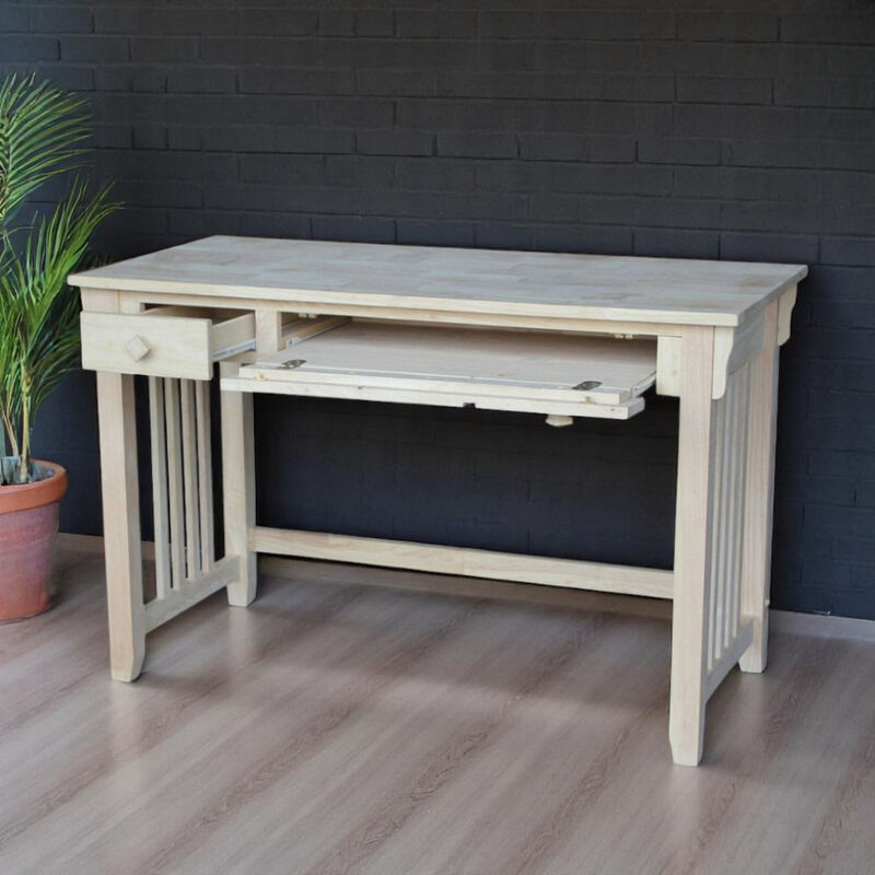 Solid Wood Desk with Pull-Out Keyboard Tray & Storage Drawer