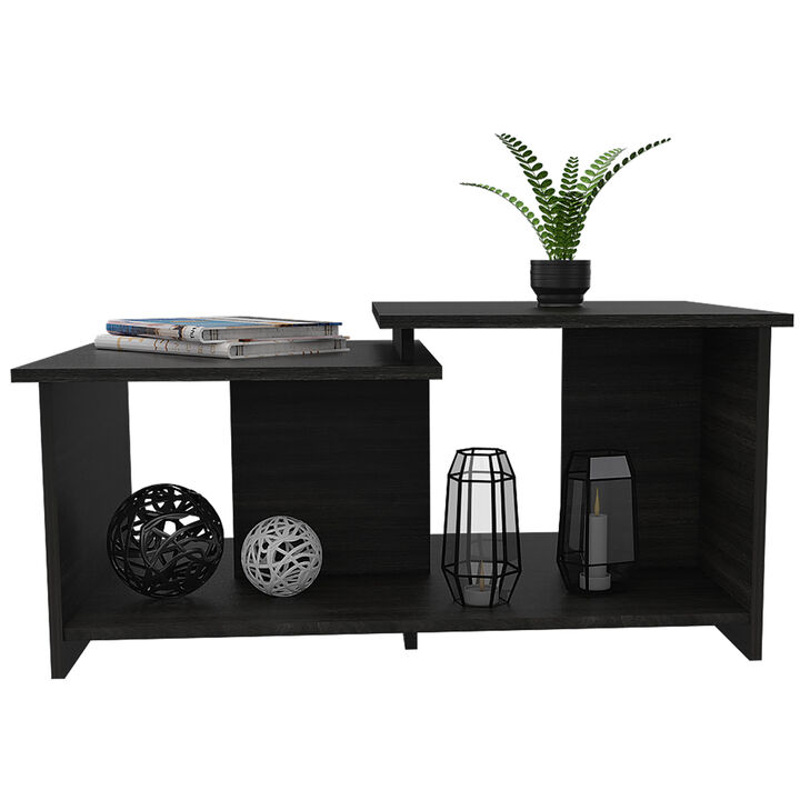 DEPOT E-SHOP Leanna 3 Coffee Table, Lower Open Shelf, Black