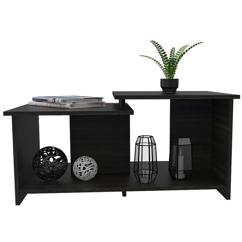 DEPOT E-SHOP Leanna 3 Coffee Table, Lower Open Shelf, Black