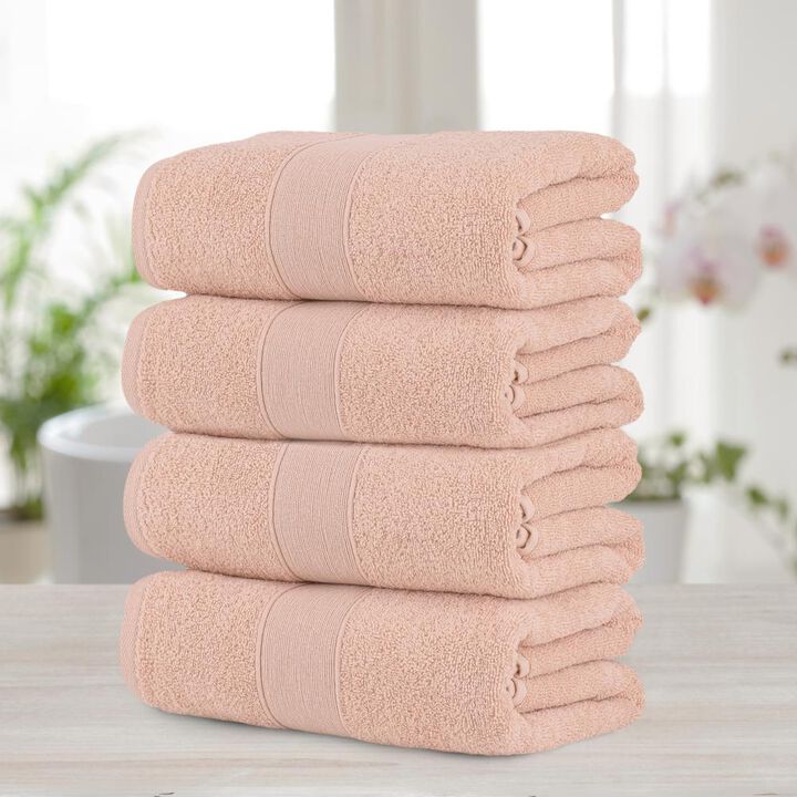 Chic Home Luxurious 4-Piece Super Soft Pure Turkish Cotton Bath Towels Set 30" x 54" Rose