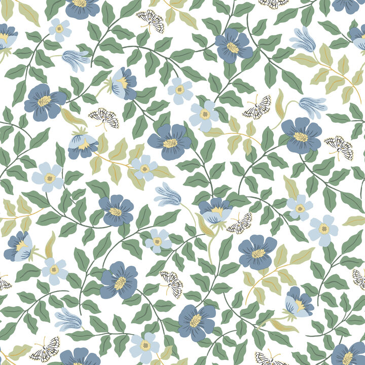Primrose Blue & White Peel & Stick Wallpaper