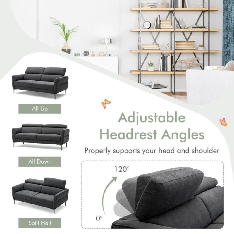 Hivvago Modern Fabric Loveseat Sofa Couch with Adjustable Headrest image number 3