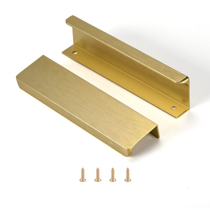 Satanga Edge Finger Tab Pull for cabinets Kitchen Concealed Drawer pulls Aluminum Hidden Back Mount Door Handle for Home Pack of