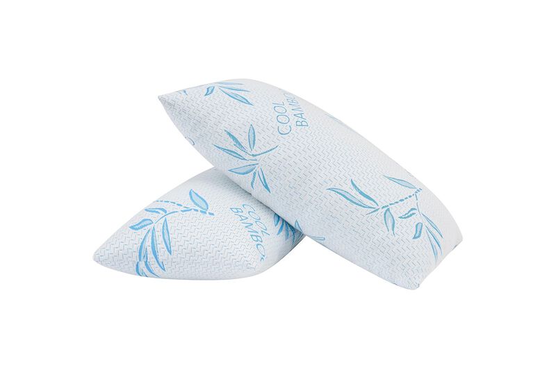 2 Pack Standard Size Rayon Derived from Bamboo Pillow for Sleeping, Cooling Shredded Memory Foam Adjustable Bed Pillow with Hypo