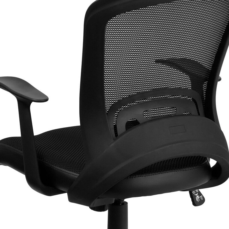 Manny Mid-Back Designer Black Mesh Swivel Task Office Chair with Arms image number 8