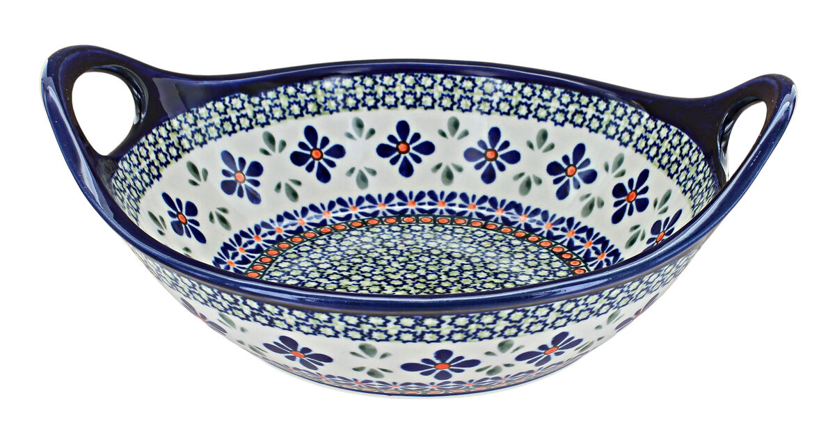 Blue Rose Polish Pottery Kalina Small Bowl with Handles