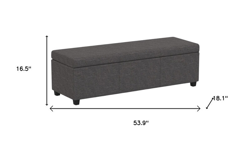 HomeRoots 54" Fawn and Dark Brown Faux Linen and Solid Wood Upholstered Storage Bench With Flip Top image number 5