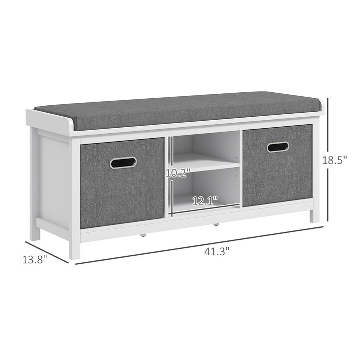 2-Fabric Drawer Shoe Bench Storage for Entryway or Hallway