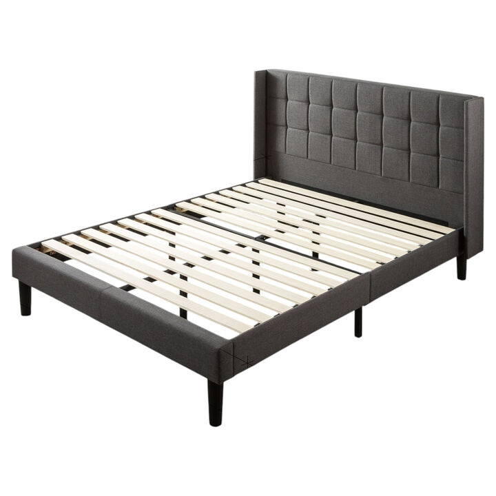 Wingback Platform Bed Frame – Upholstered Headboard with Timeless Style and Durable Support