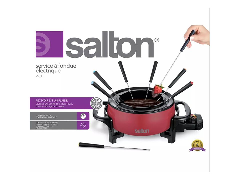 Salton - Electric Fondue Set with 2.8 Liter Non-Stick Bowl, 1000W