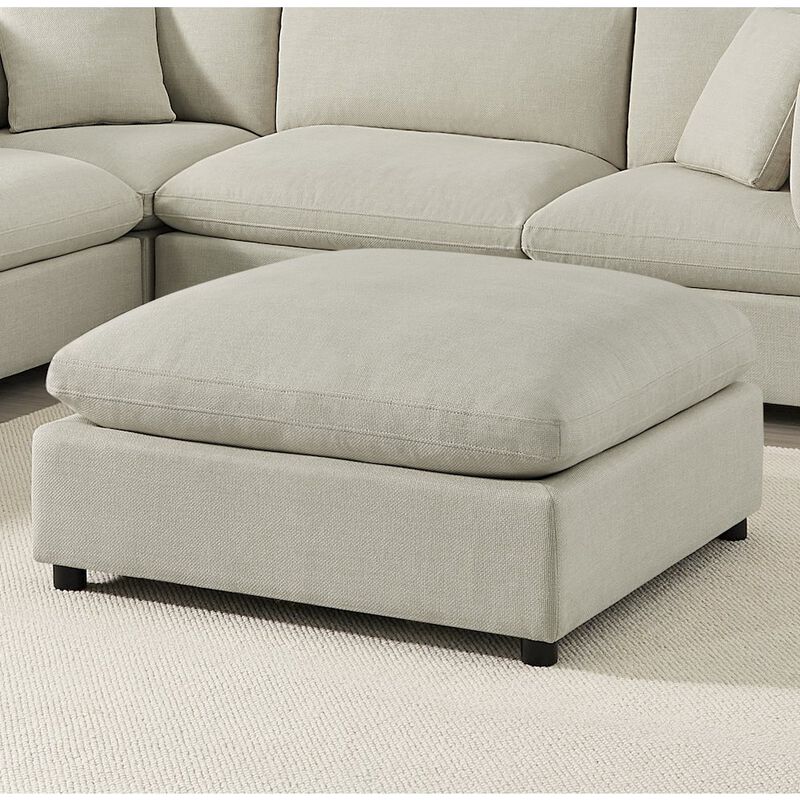 Casella Beige Fabric Ottoman