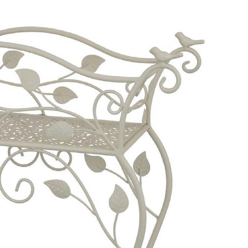 Philip Plant Stand Table, Scrolled Vine Details, Curved White Metal