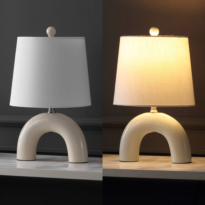 Zadie 17.75" Scandinavian Minimalist Ceramic Arch LED Table Lamp