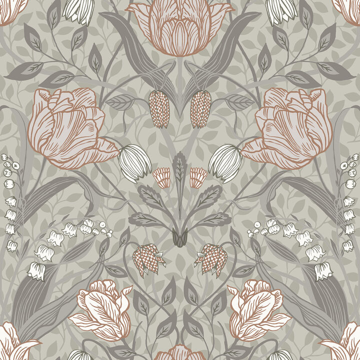 Filippa Grey Tulip Wallpaper