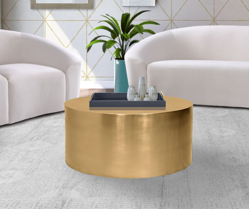 Meridian Furniture Cylinder Brushed Gold Coffee Table