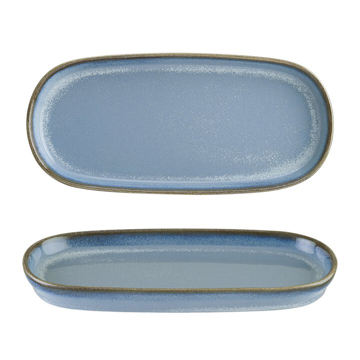Sky 8.5" x 4" x h:0.75" Oval Blue Porcelain Platter
