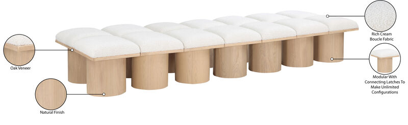 Meridian Furniture Pavilion Cream Boucle Fabric Bench
