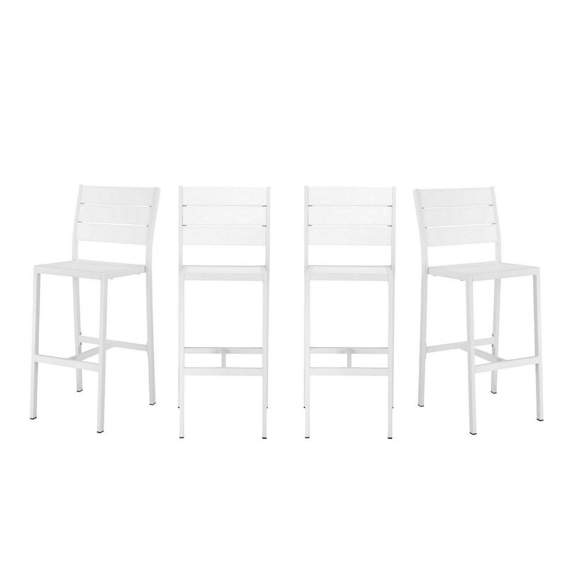 Kylo 18 Inch Set of 4 Bar Height Side Chairs, White Aluminum Metal Frames-Benzara