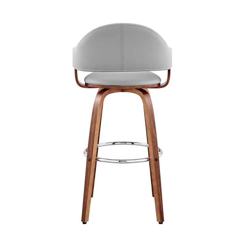 Daxton Gray Faux Leather and Walnut Wood Bar Stool image number 4