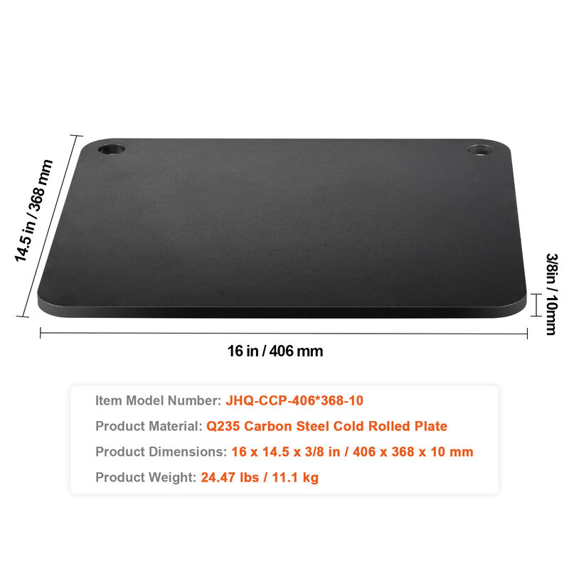 VEVOR Pizza Steel 16"x14.5"x3/8" Pre-Seasoned Carbon Steel Pizza Baking Stone