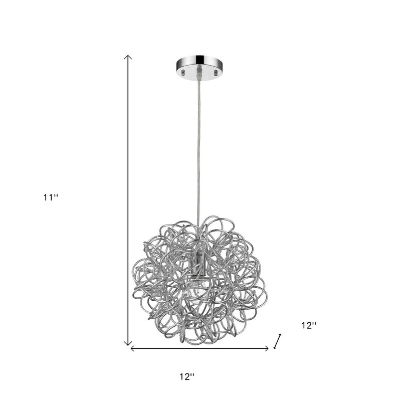 HomeRoots Mingle 1-Light Polished Chrome Pendant With Faceted Chrome Aluminum Wire Shade image number 3