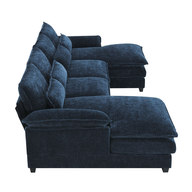 Whisen Upholstered Symmetrical Sectional Sofa with Chaise Lounge and Waist Pillows. image number 8