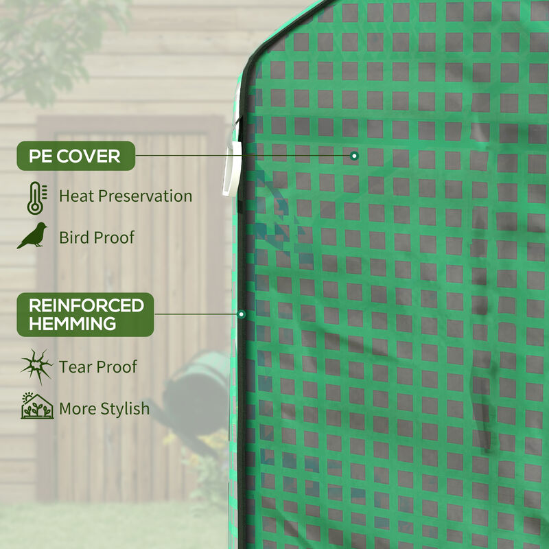 Outsunny 1 Piece Walk-in Greenhouse Replacement Cover for 01-0472 w/ Roll-up Door and Mesh Windows, 55"x56.25"x74.75" Reinforced Anti-Tear PE Hot House Cover (Frame Not Included), Green