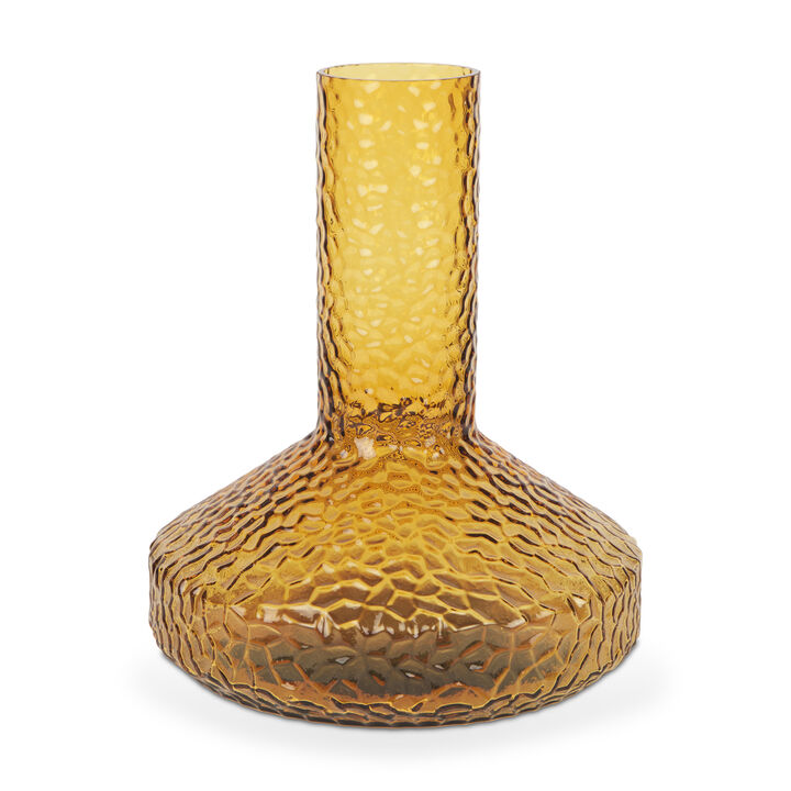 HomeRoots 12" Amber Glass Faceted Table Vase