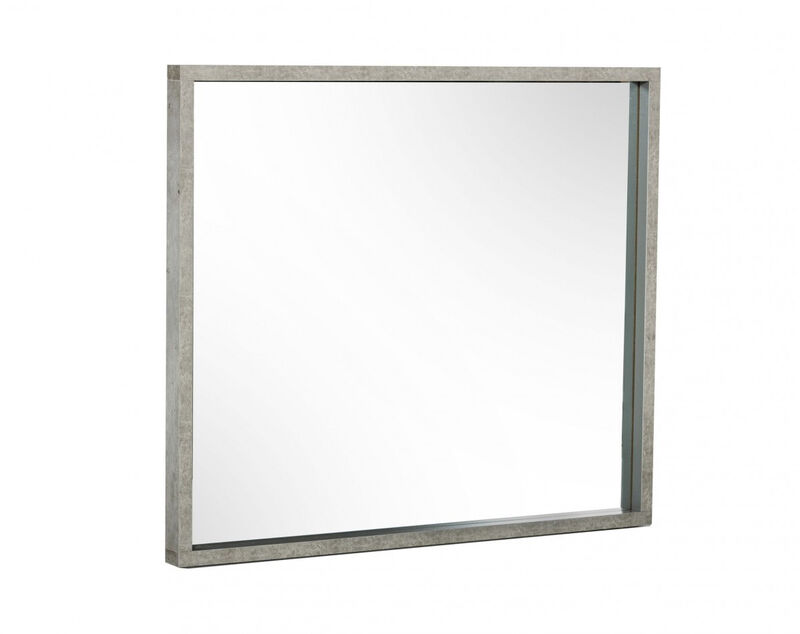 HomeRoots 34" Gray Faux Concrete Framed Accent Mirror image number 3