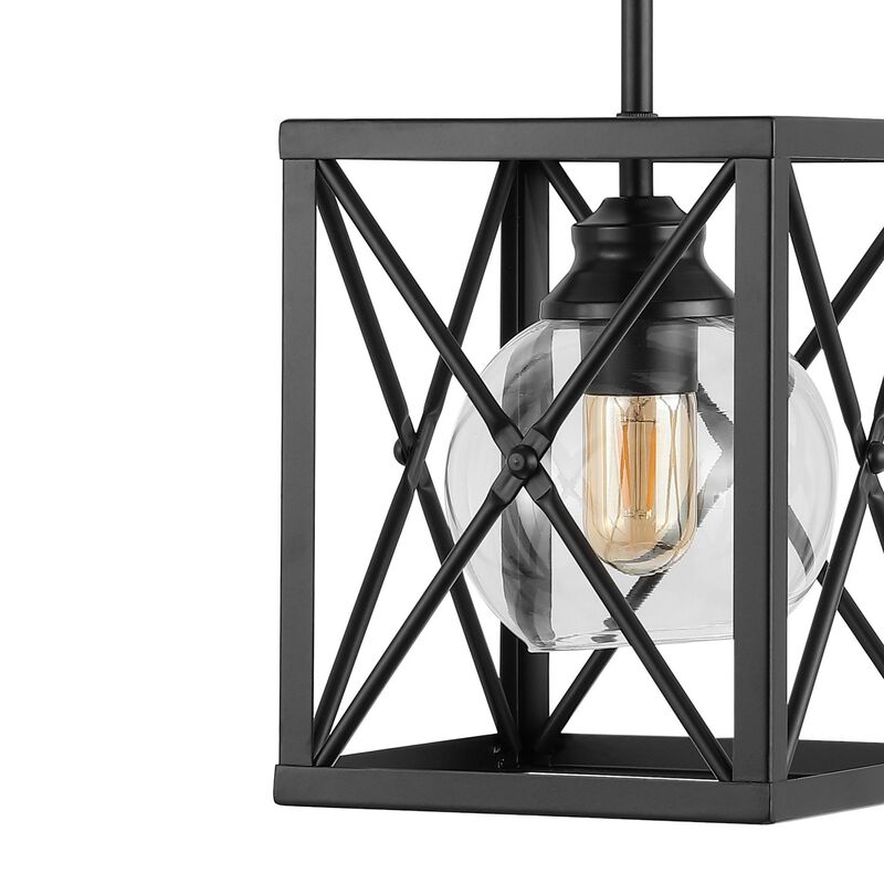 Amara 1-Light Industrial Farmhouse Iron/Glass LED Pendant