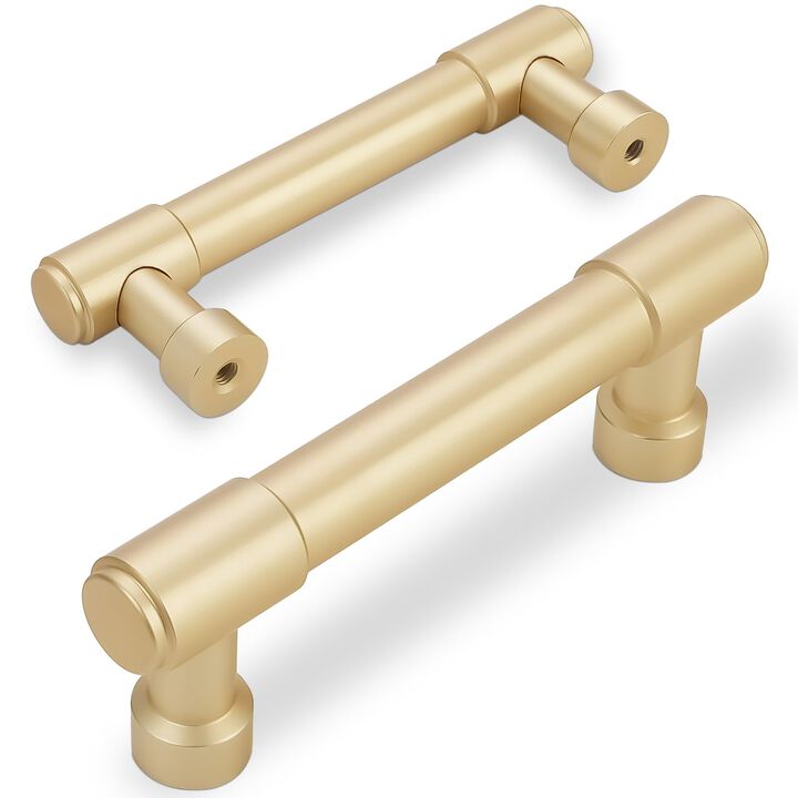 Amasideca 10 Pack Brushed Gold Cabinet Pulls 3 Inch(76mm) Hole Centers Kitchen Cabinet Handles Gold Drawer Pulls